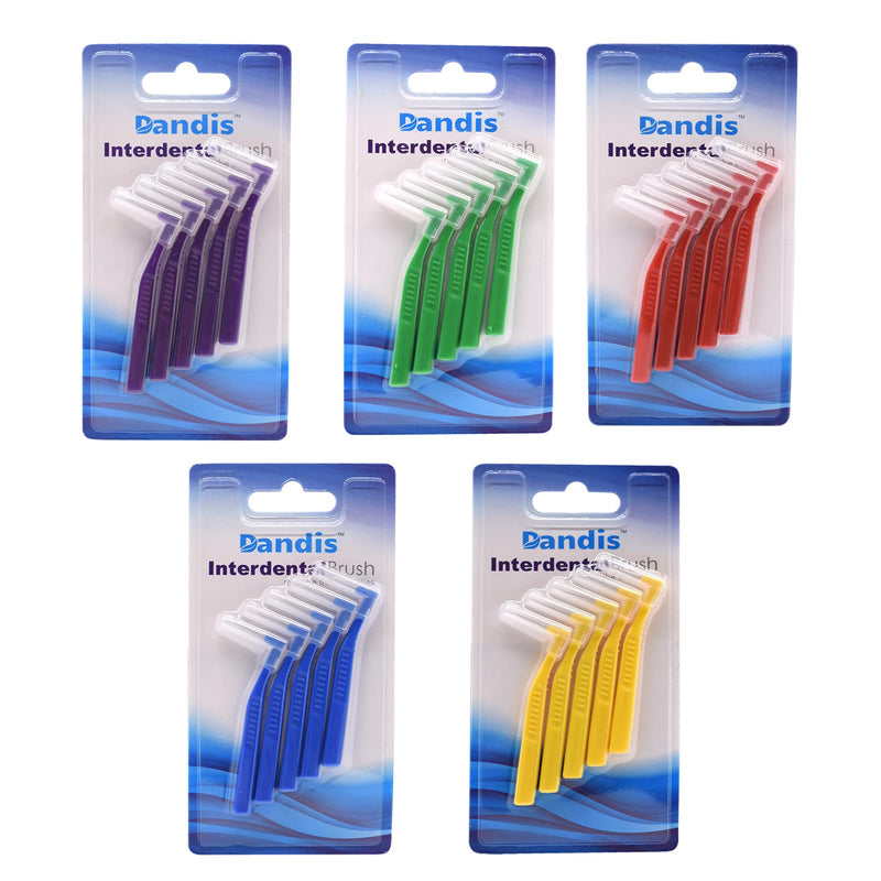 Interdental Brush, 25Pcs Dental Brushes for Between Teeth and Gums, Brush Micro Tight Cleaner, Plaque Removal (Red, Green, Blue, Yellow and Purple) - BeesActive Australia