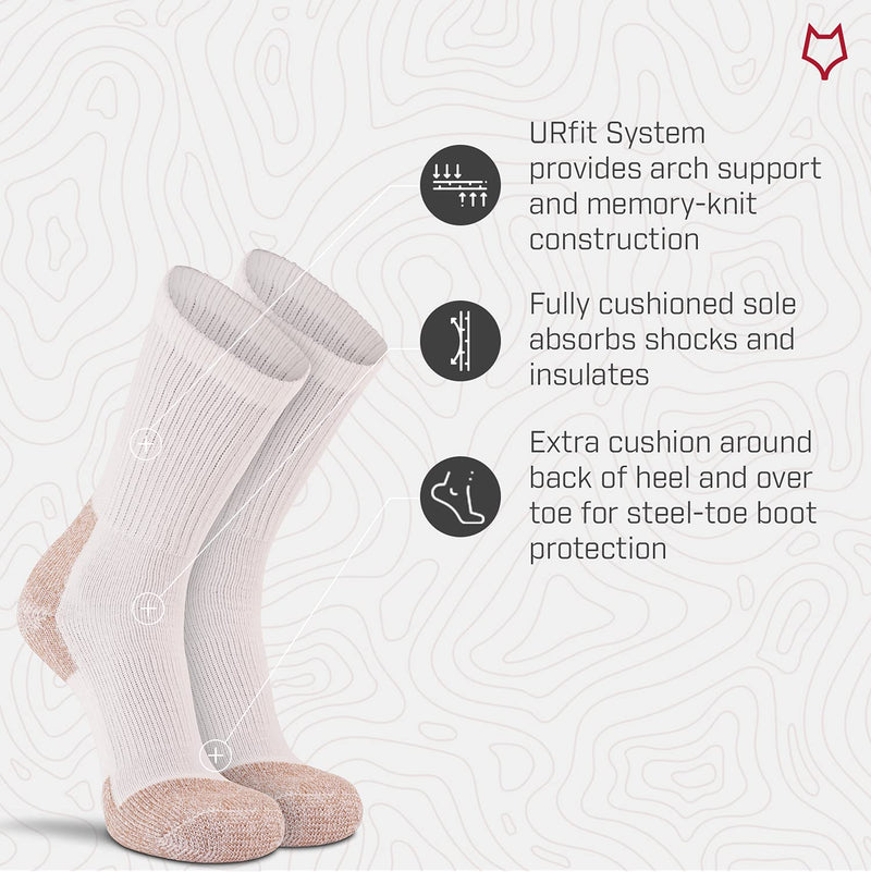 FoxRiver unisex-adult womens mens Steel -Toe Heavyweight Work Crew Socks (2 Pair Pack) Large White - BeesActive Australia