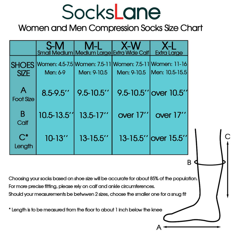 [AUSTRALIA] - SocksLane Cotton Compression Socks for Women & Men. 15-20 mmHg Support Knee-High Nude X-Wide (1 Pair) 