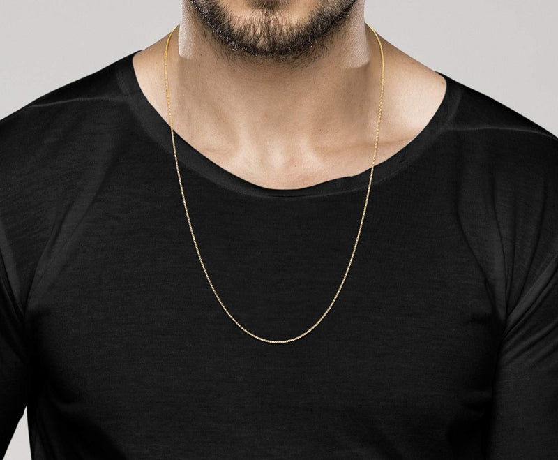 Miabella Solid 18K Gold Over 925 Sterling Silver Italian 1mm Box Chain Necklace for Women Men, Made in Italy Length 26 Inches - BeesActive Australia