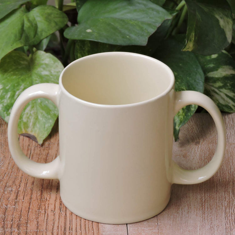 Dual Handle Mug | Two Handled Ceramic Drinking Mug for Secure Hold | 11.83 Fl. Oz. (350 Ml) - Yellow Color - BeesActive Australia