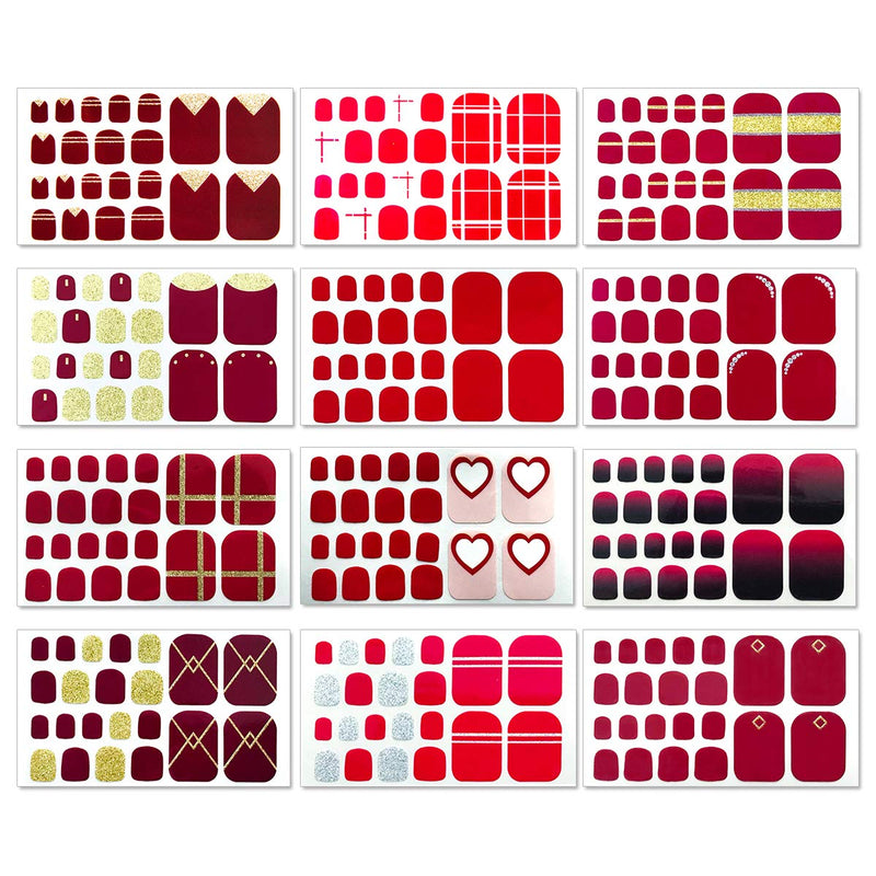 SILPECWEE 20 Sheets Adhesive Toenail Polish Strips Full Wraps Heart Solid Color Nail Art Stickers Decals Manicure Tips for Women 1Pc Nail File NO3 - BeesActive Australia