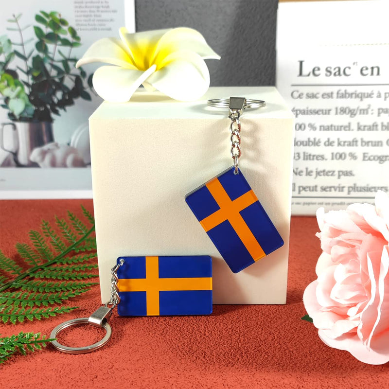 QQSD Sweden Flag Keychain Swedish Key Ring (2 Pack) - BeesActive Australia