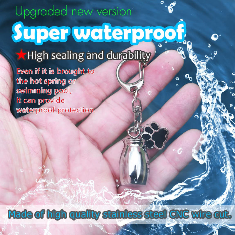 ChunlongFour Waterproof Pet Urns Keychain for Dogs Ashes, Cat Dog Urn for Dogs Cats Ashes Keepsake Memorial Cremation Jewelry Pend Silver 1 pcs - BeesActive Australia