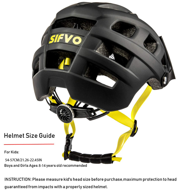 SIFVO Youth Bike Helmet MTB Bicycle Cycling Helmet ，Universal Youth (54-57 cm) Black - BeesActive Australia