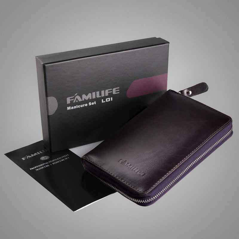 FAMILIFE L01 11 in 1 Stainless Steel Manicure Set with Box A-Dark Purple - BeesActive Australia