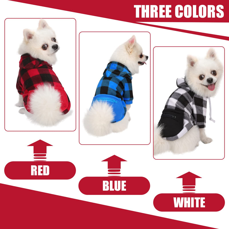 3 Pieces Plaid Dog Hoodie Pet Clothes Sweaters with Hat and Pocket Christmas Classic Plaid Small Medium Dogs Winter Clothing Warm Pet Fleece Hooded Coat Cold Weather Pet Clothes for Dogs and Cats X-Large - BeesActive Australia