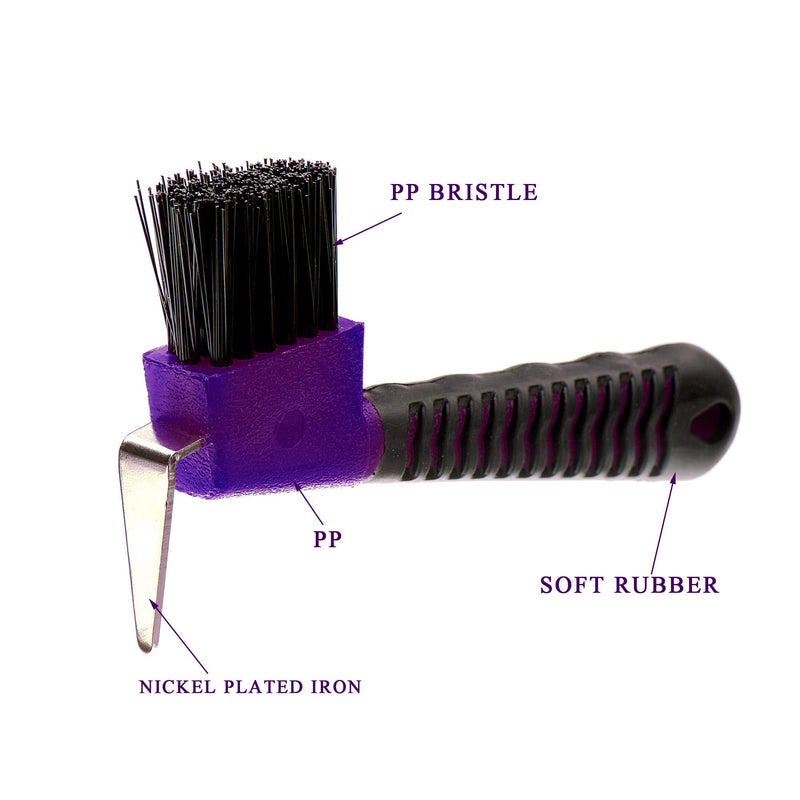 BOTH WINNERS Horse Hoof Pick Brush with Soft Touch Rubber Handle PURPLE - BeesActive Australia