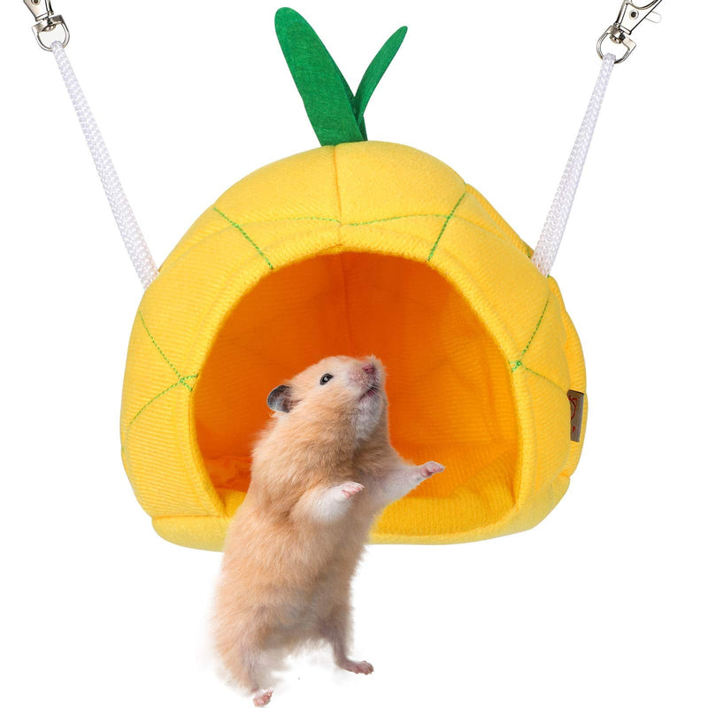 2 Pieces Pineapple Hammock Soft Hamster House Bed Small Animals Hanging House Cage Hamster Nest Hammock Pet Cage Accessories for Guinea Pig Rat Chinchilla Small Pets Sleep and Play - BeesActive Australia