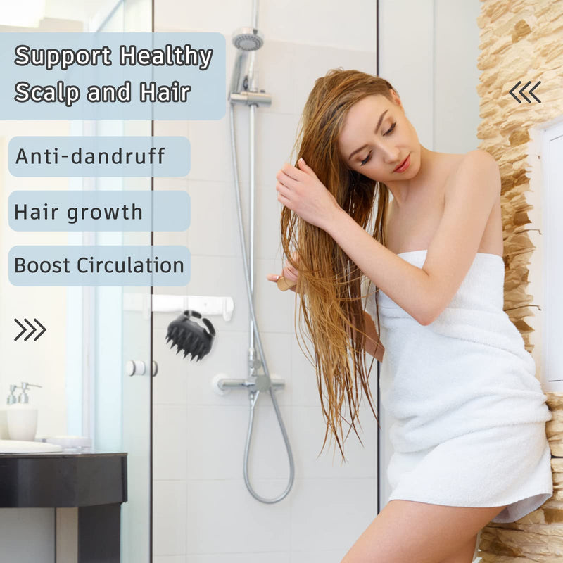 FREATECH Hair Scalp Massager Shampoo Brush with Long & Soft Silicone Bristles for Scalp Care, Gentle Scrub to Exfoliate, Intensive Massage to Relax The Head, Dandruff Removal and Hair Growth, Black - BeesActive Australia