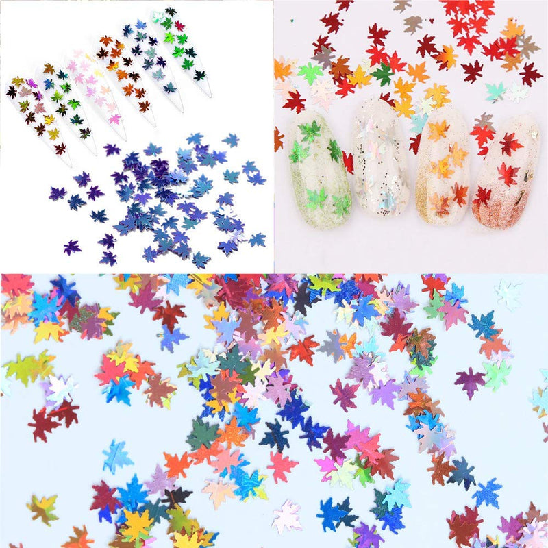 GOTONE 4Boxes Maple Leaf Sequin Nail Shiny 3D Mixed Hexagon Colorful Sequins For Nails Art Decorations Manicure - BeesActive Australia