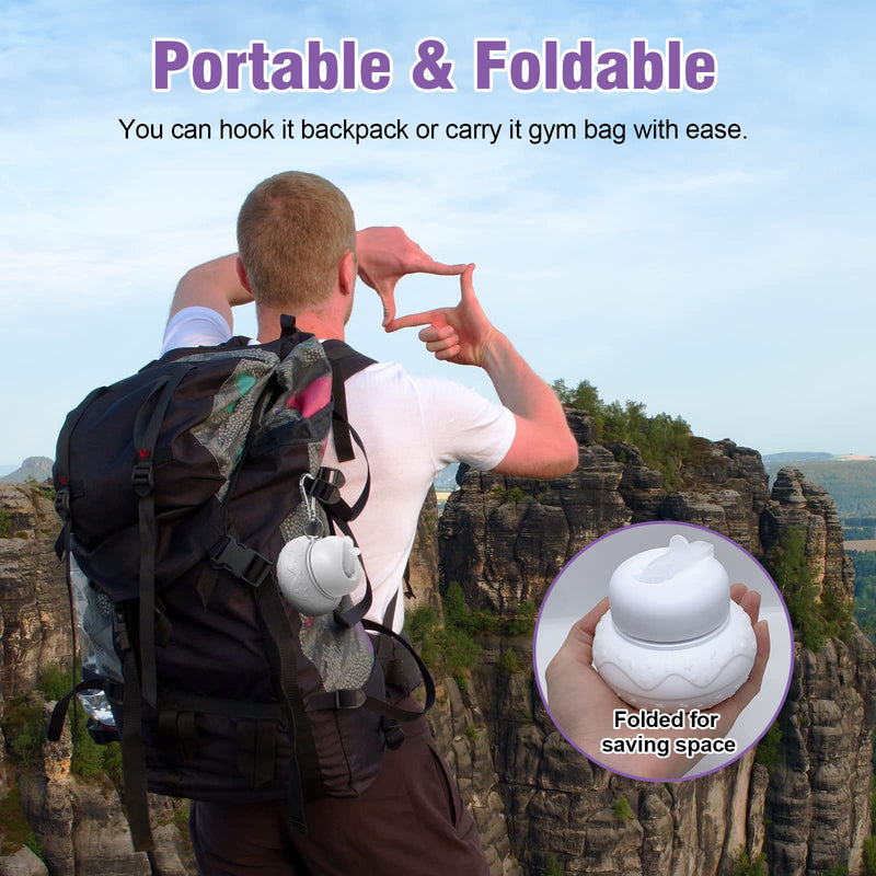 Luuttle Collapsible Silicone Water Bottle - Reuseable Water Bottles for Sports Gym Travel Essentials Camping Hiking Lightweight (600ml) white - BeesActive Australia