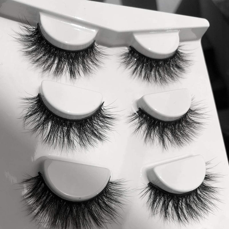 3D Faux Mink Eyelashes Pack, Fake Eyelash Fluffy Volume Natural Cross Lashes Soft Handmade Wispy Eye Makeup K - BeesActive Australia