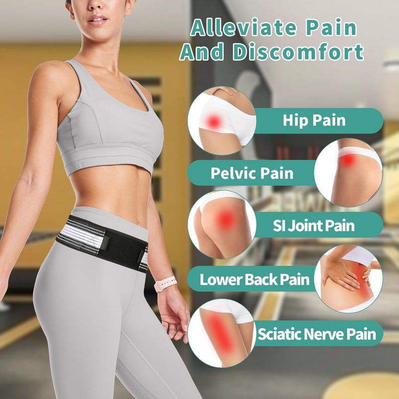 Si Belt Sciatica Brace Women Men Sacroiliac Hip Support Belt Pain Relief Compression Belt for Lower Back Joint Pelvic Sacrum Pregnancy Nerve Sciatic Trochanteric - Medium Large Size for 32-47in M/L Size For 32 - 47 in - BeesActive Australia