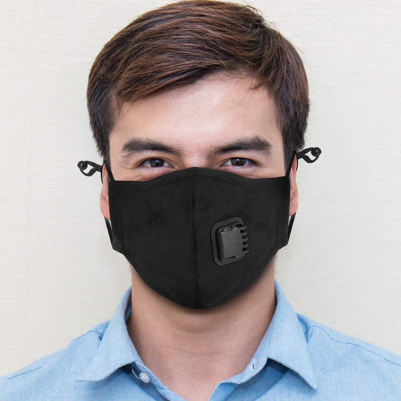 Tanness Black Face Mask Cover with 2x PM2.5 Air Filters Cotton Sheet Washable Reusable Face Filtered Mouth Cover with Carbon Activated Filters - BeesActive Australia