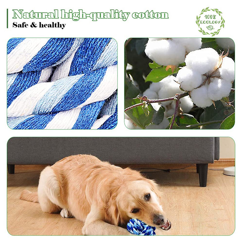 Wellbro Pet Chew Toy, Knots Weave Cotton Rope, Biting Small Ball for Dogs & Cats 3 Pack - BeesActive Australia