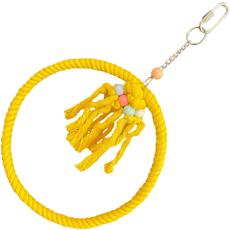 SIMENA Cotton Rope Bird Swing for Bird Cage, Hanging Bird Perch Parrot Toys, Bird Cage Accessories for Medium to Large Birds Including Parakeets, Cockatiels, Conures, etc. (Large (9.5" Yellow) Large 9.5" - BeesActive Australia