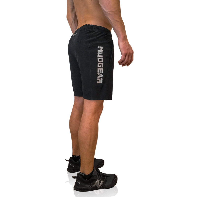 [AUSTRALIA] - MudGear Freestyle Running Shorts for Men - 7" Inseam, Zipper Pocket - Black and Gray Medium 