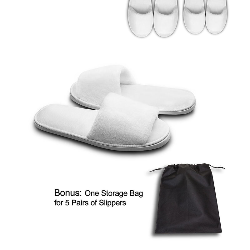 echoapple 5 Pairs of Deluxe Open Toe White Slippers for Spa, Party Guest, Hotel and Travel (Medium, White-5 Pairs) 5.5-8.5 Women/5-7 Men - BeesActive Australia