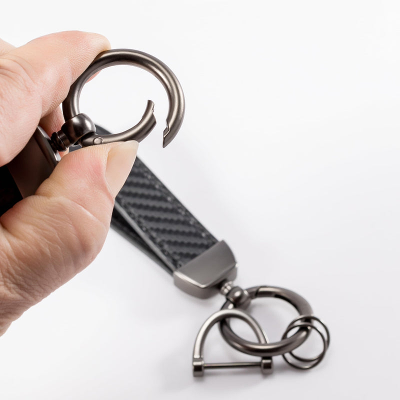 MING DI Genuine Leather Car Keychain,Leather Key Chain Holder, 360 Degree Rotatable, with Anti-Lost D-Ring Black Stripe - BeesActive Australia