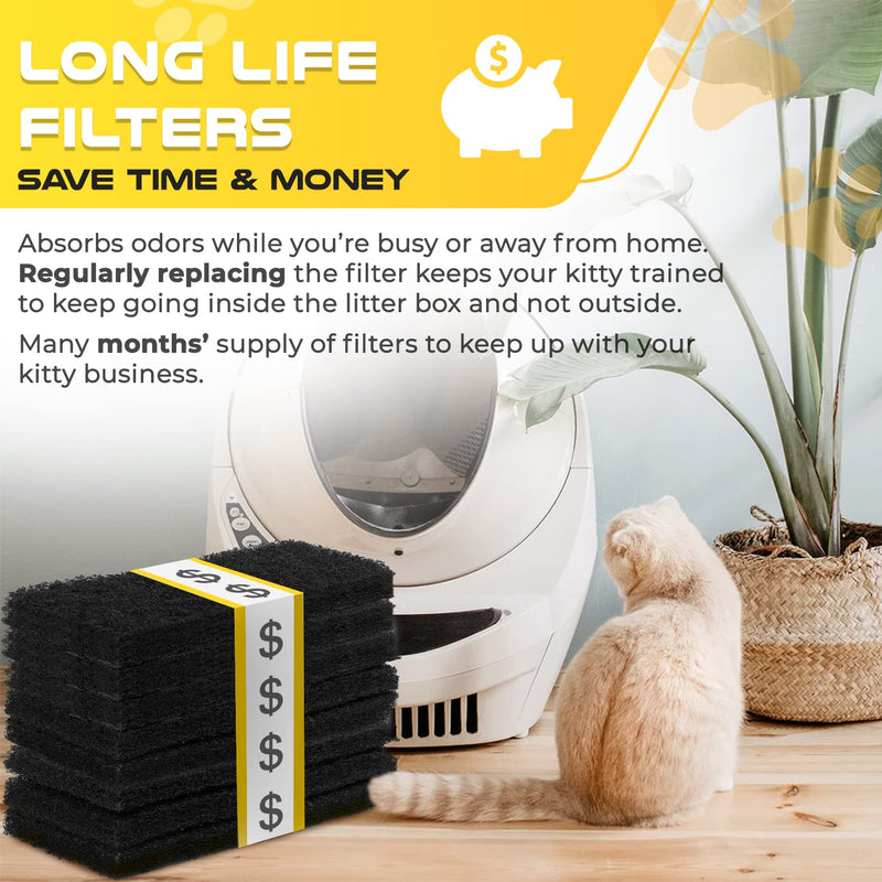 Carbon Filters Compatible with Litter-Robot 3 - Made in USA - Powerful Heavy Duty Dense Activated Charcoal Absorbs Foul Cat Litter Box Smells, Hairs, and Controls Moisture 8-Pack - BeesActive Australia