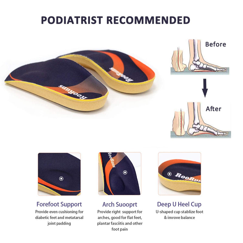 Orthotic Inserts 3/4 Length, Plantar Fasciitis Insoles with Metatarsal Pads Heel Cushion for Men and Women, High Arch Support Shoe Inserts for Flat Feet, Overpronation, Walking Running, M Medium (6-9.5 UK) - BeesActive Australia