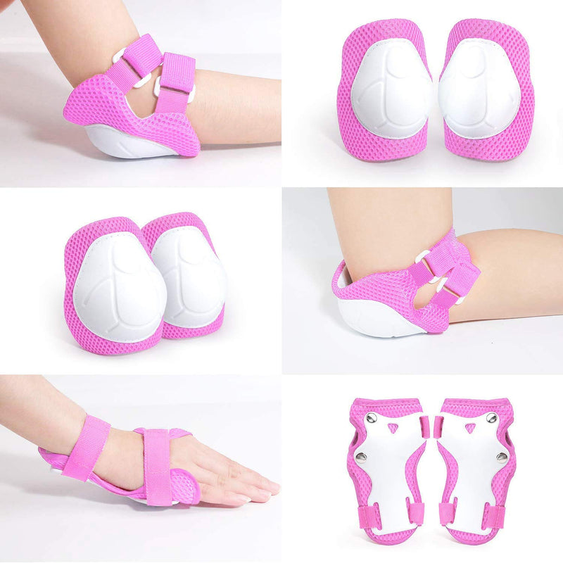 ZLEIOUY Upgrade Kids Bike Helmet Set Skateboard, Kids Helmet Elbow Pads Wrist Guards Adjustable for 3~10yrs Girl Boy Kids Protective Gear Set for Sport Cycling Bike Roller Skating Scooter Rollerblade 1-Pink - BeesActive Australia