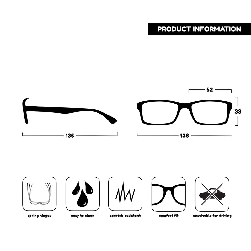 The Reading Glasses Company Black Readers Value 2 Pack Mens Womens UVR2092BK +1.50 +1.50 Magnification Single - BeesActive Australia