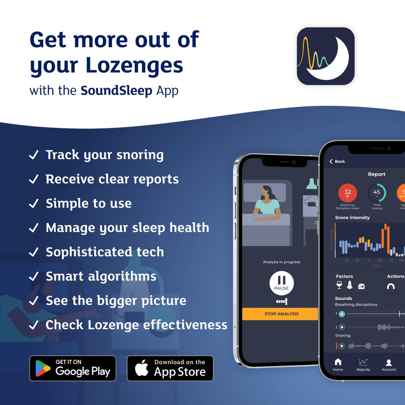 Snoreeze Anti-Snoring Throat Lozenges - Throat Sweets for Dry Mouth Snoring Relief, Naturally Tones & Lubricates Soft Tissues - Use with Mobile App to Stop Snoring - Pack of 16, Mint Flavour Lozenges (1 Pack) - BeesActive Australia