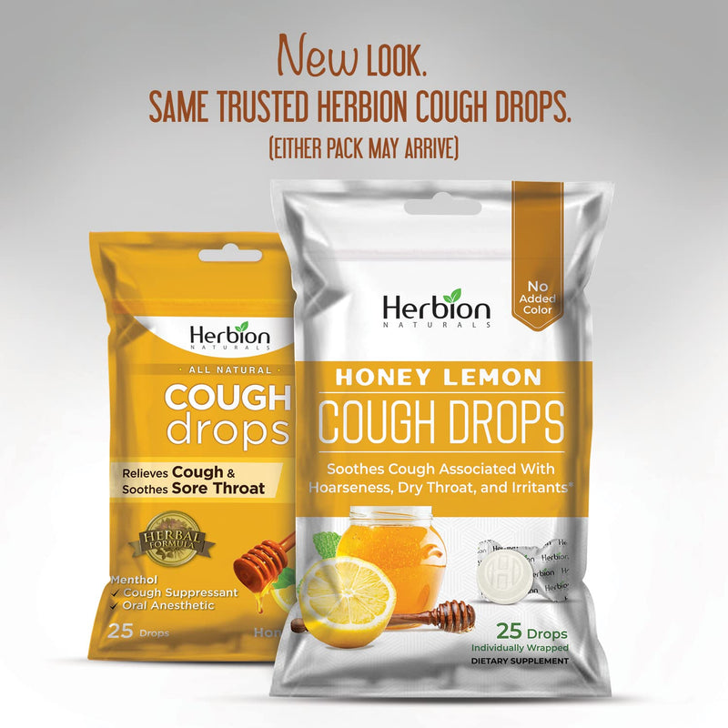 Herbion Naturals Cough Drops with Natural Honey Lemon Flavor, Dietary Supplement, for Adults and Children Over 6 Years, 25 Drops - BeesActive Australia