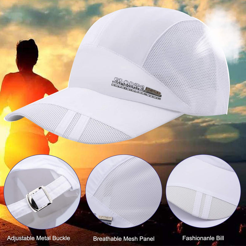 Baseball Cap Quick Dry Mesh Back Cooling Sun Hats Sports Caps for Golf Cycling Running Fishing A-white-m/L - BeesActive Australia
