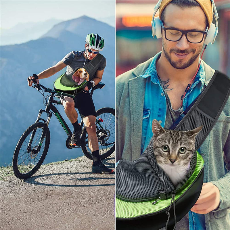 Pet Dog Sling Carrier, Breathable Mesh Hand Free Adjustable Travel Safe Puppy Sling Bag Carrier Dog Satchel Carrier for Dogs Cats Rabbit Small Animals Adjustable Buckle for 5-10 lbs Yellow - BeesActive Australia