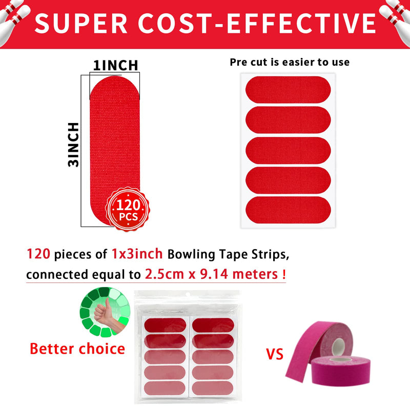 120PCS Bowling Thumb Tape Bowling Finger Tape, Red Flex Protective Performance Bowling Tape Thumb Protector for Bowlers, Pro Bowling Ball Equipment Accessories for Men Women Exercise Sport Workout - BeesActive Australia