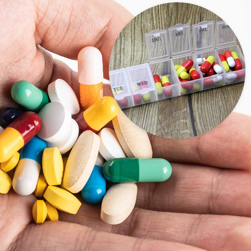 Pill Box Organiser 7 Day One Time a Day Pill Dispenser Storage Case for Medication, Supplements, Vitamins and Cod Liver Oil White - BeesActive Australia