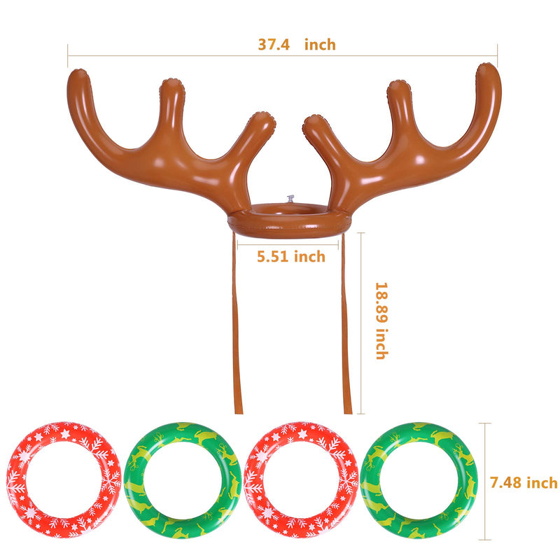 [AUSTRALIA] - MGparty Christmas Inflatable Reindeer Antler Toss Game for Xmas Kids Teens Party Favors Supplies Outdoor Indoor Ring Toss Game 