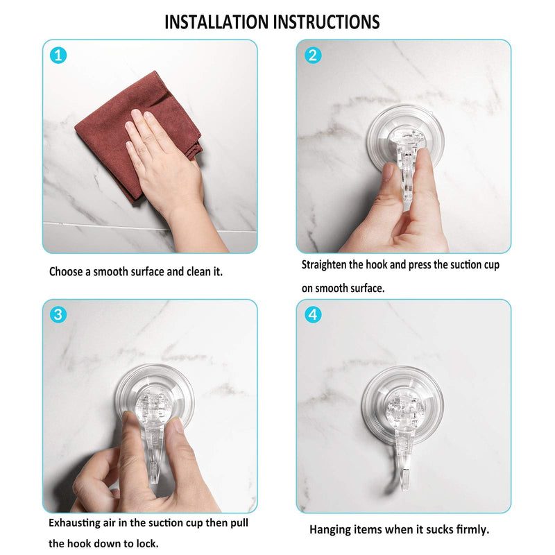 Suction Cup Hooks, VIS'V Small Clear Removable Heavy Duty Suction Hooks Strong Window Glass Door Suction Cup Hangers Kitchen Bathroom Shower Wall Hooks for Towel Loofah Utensils Wreath - 2 Pcs - BeesActive Australia