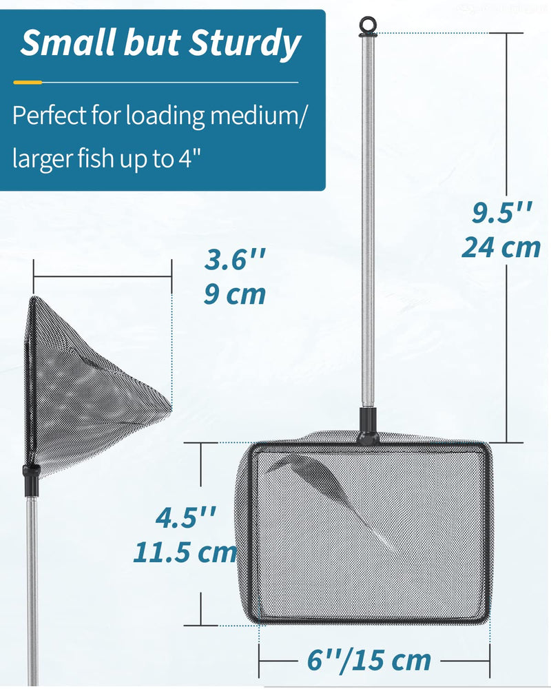 Pawfly Aquarium Fish Net with Extendable 9-24 Inch Long Handle for Betta Fish Tank Small Koi Pond and Pool 6 Inch - BeesActive Australia