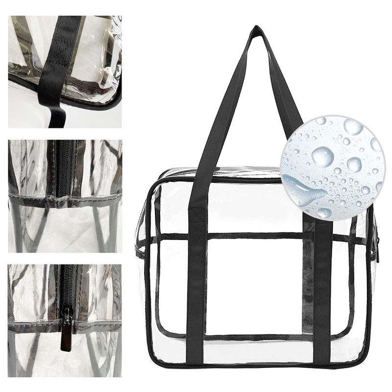 FIYUK Clear Toiletry Bag Transparent Cosmetic Makeup Beach Tote Bag Lightweight Waterproof Organizer Large Storage (Black) Black - BeesActive Australia
