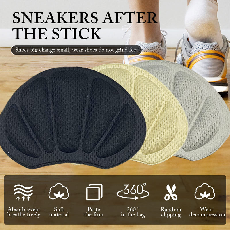 TSHAOUN 6 Pairs Heel Cushion Pads Inserts Heel Protectors Heel Grips with Self-Adhesive Strong Sticky Backing for Shoes Too Big, Insoles for Shoes for Women Men, Prevent Grind Feet (Black,Gray,Beige) Black,gray,beige - BeesActive Australia