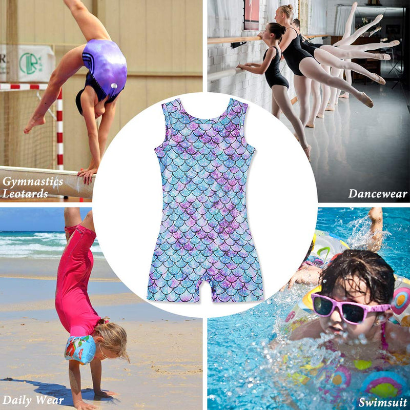 TUONROAD Graphic Printed Gymnastics Leotards Sparkly Ballet Dancewear for 3-8T Girls B Mermaid 5-6 Years - BeesActive Australia
