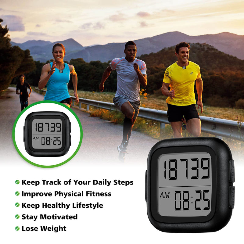 3D Pedometer for Walking with Clip, Simple Step Counter with Large Display, Track Steps, Activity Time and Back Light Accurate Step Counter for Walking for Men Women Seniors Kids 01-Black - BeesActive Australia