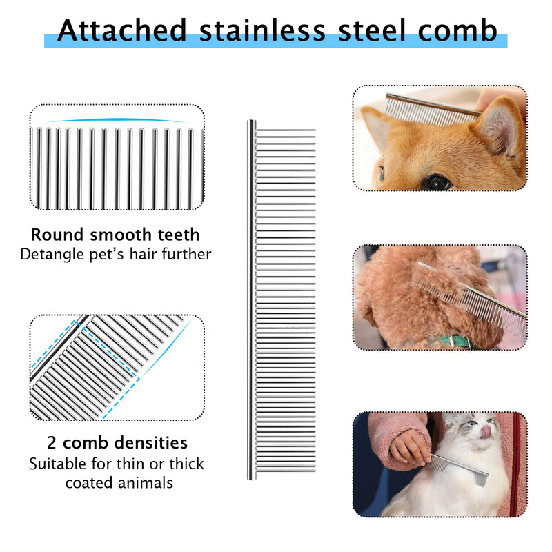 Nepfaivy Undercoat Rake for Dogs Cats - Dog Shedding Brush for Long Haired Dogs, Double Sided Dog Deshedding Brush, Undercoat Brush for Dogs, Pet Grooming Brush for Dematting with Dog Comb Blue and Black (With Free Bonus) - BeesActive Australia
