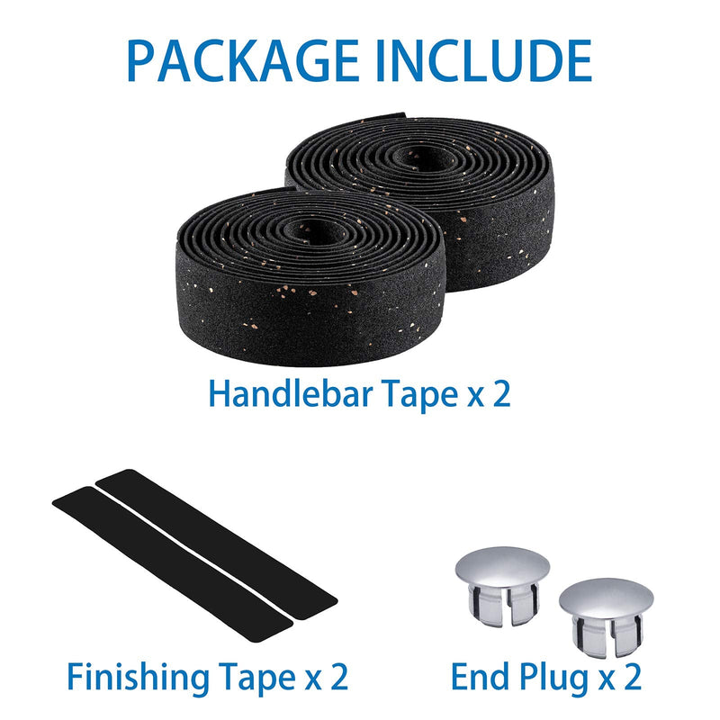 Bike Handlebar Tapes, Cork Bike Handlebar Tape, Bicycle Bar Tape, Cycling Handle Wraps, Road Bike Handlebar Tape (Black/Wood Color) - BeesActive Australia