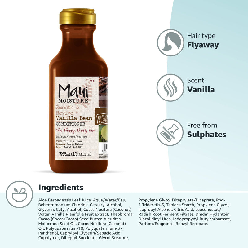 Maui Moisture Anti-Frizz Vegan Vanilla Aloe Vera Conditioner for Frizzy Hair 385 ml - BeesActive Australia