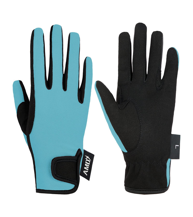 Amoy Kids Horse Riding Gloves Breathable Children Equestrian Horseback Anti-Slipping Boys & Girls Youth Outdoor Biking Cycling Sport Mitts Sky Blue S (Age 6-8) - BeesActive Australia