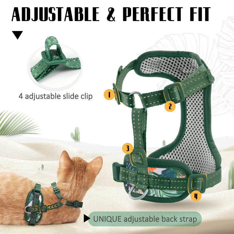 Supet Cat Harness and Leash Escape Proof for Walking, Adjustable Cat Vest Harness and Leash Set for Large and Small Kittens Dogs Green S (chest: 13-18.5") - BeesActive Australia