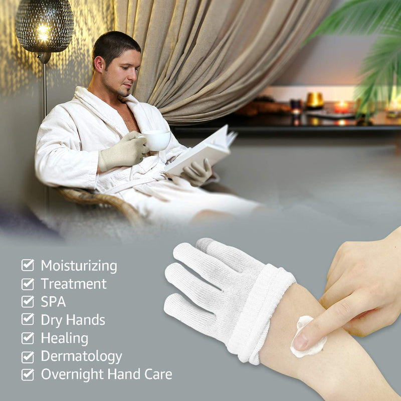 EvridWear Unisex Moisturizing Cotton Gloves with Touchscreen Fingertips for Eczema Beauty Cosmetic Dry Hands Sensitive Irritated Skin Therapy Overnight Bedtime, 6 Pairs, Lightweight-White, L/XL - BeesActive Australia