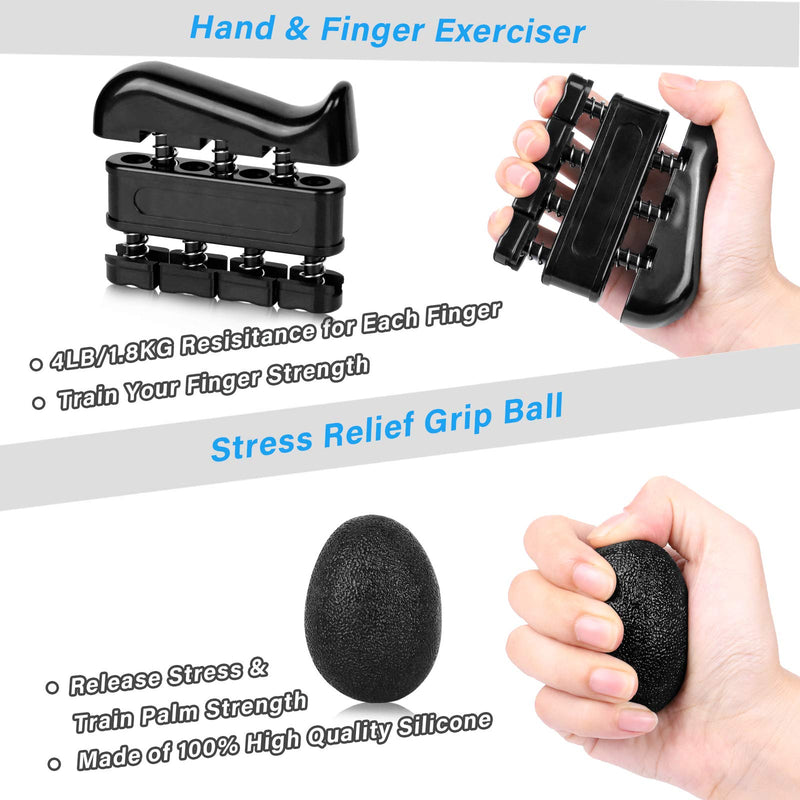 ALMAH Hand Grip Strengthener kit(5 Pack),Grip Strength Trainer,Forearm Workout Trainer Adjustable Hand Grip Exercise,Finger Strength Exerciser, Finger Stretcher, Grip Ring & Stress Relief Ball with Carry Bag - BeesActive Australia