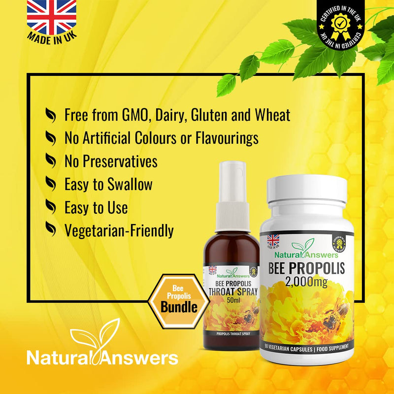 (Bundle) Bee Propolis Capsules ( 90 ) & Propolis Throat Spray ( 50ml ) | Natural Answers Bees Propolis - BeesActive Australia