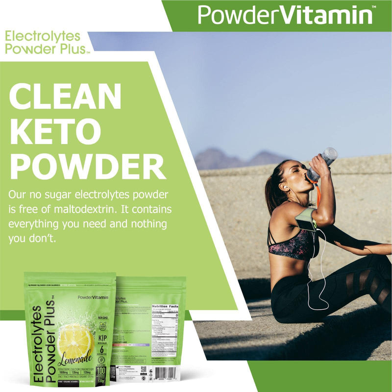 PowderVitamin Electrolytes Powder Plus Keto, Lemonade (100 Servings) 0 Sugar, No Maltodextrin,1000mg Potassium,120mg Calcium,120mg Magnesium,Organic Vitamin C,Zero Calories, Energy Hydration Powder - BeesActive Australia